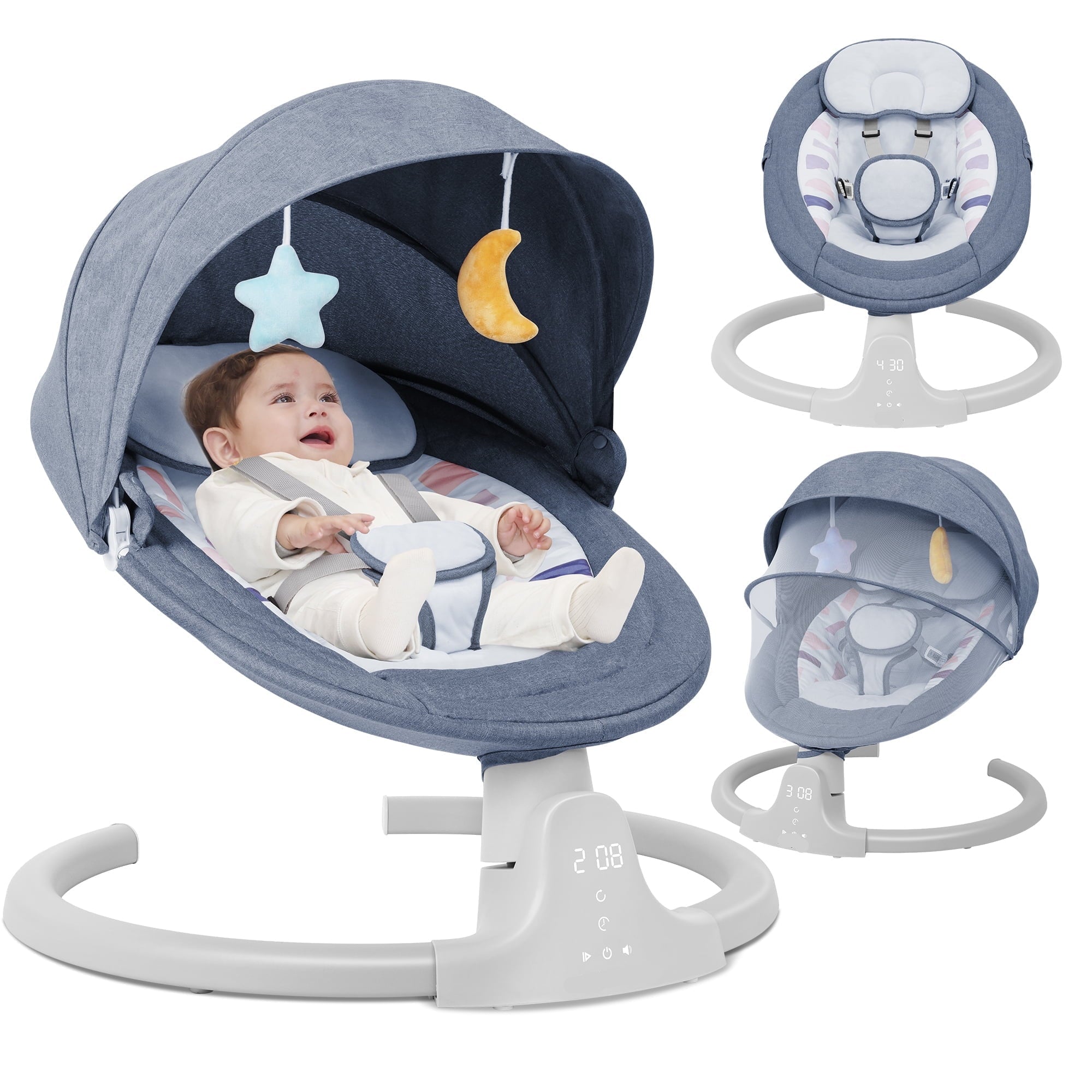 Baby Swing for Infants - Motorized Swing with Music Speaker and Remote Control - 10 Lullabies - Black