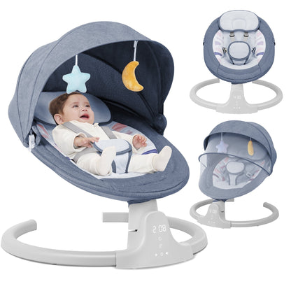 Baby Swing for Infants - Motorized Swing with Music Speaker and Remote Control - 10 Lullabies - Black