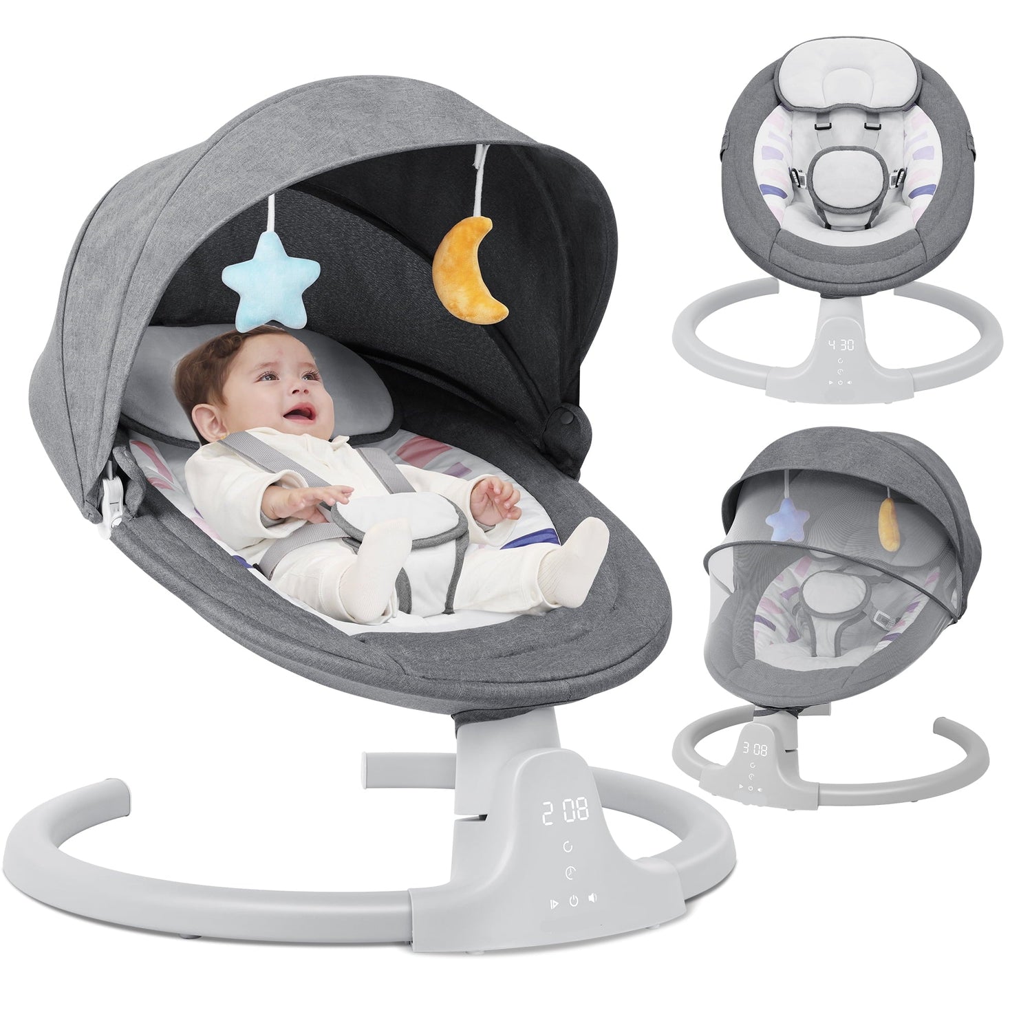 Baby Swing for Infants - Motorized Swing with Music Speaker and Remote Control - 10 Lullabies - Black