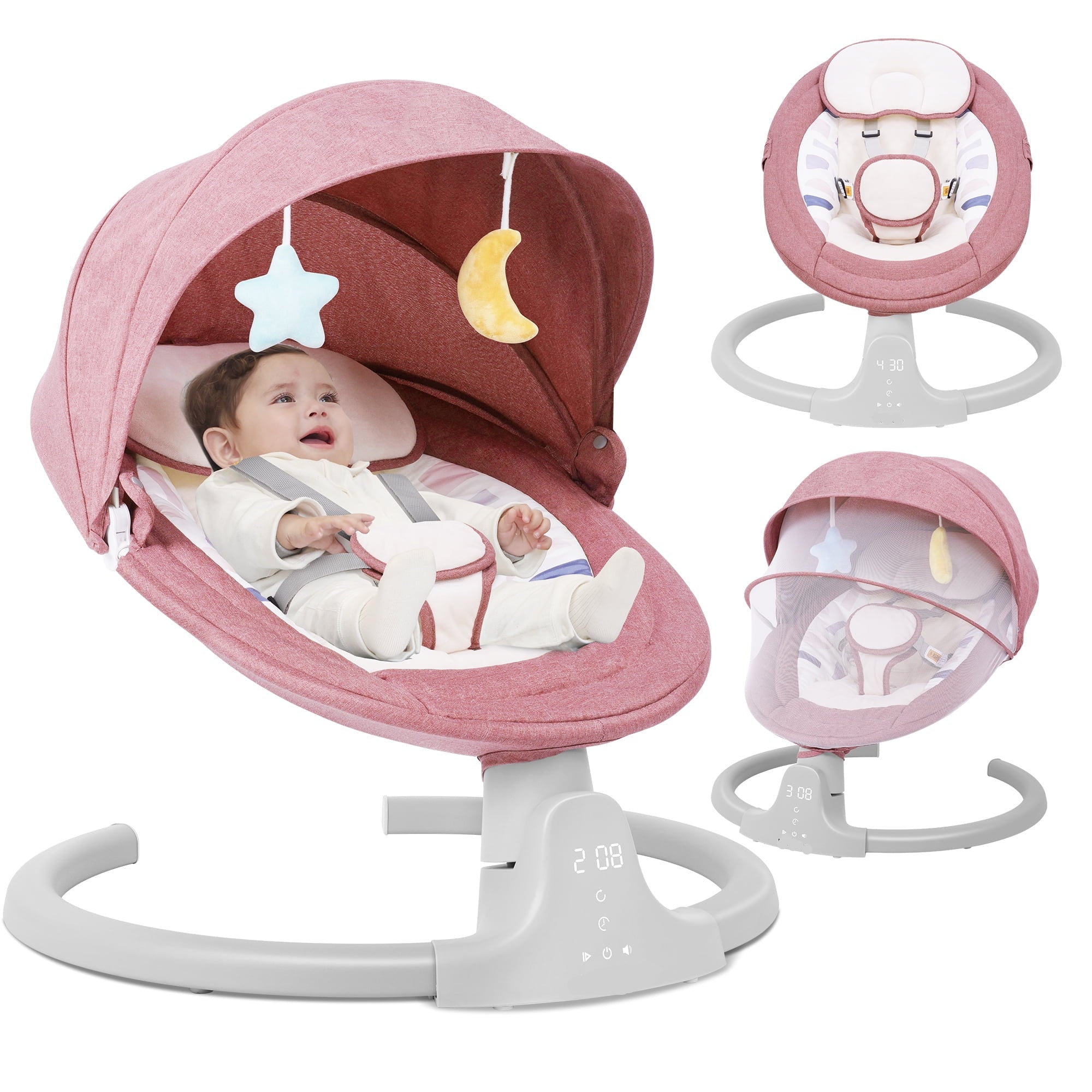 Baby Swing for Infants - Motorized Swing with Music Speaker and Remote Control - 10 Lullabies - Black