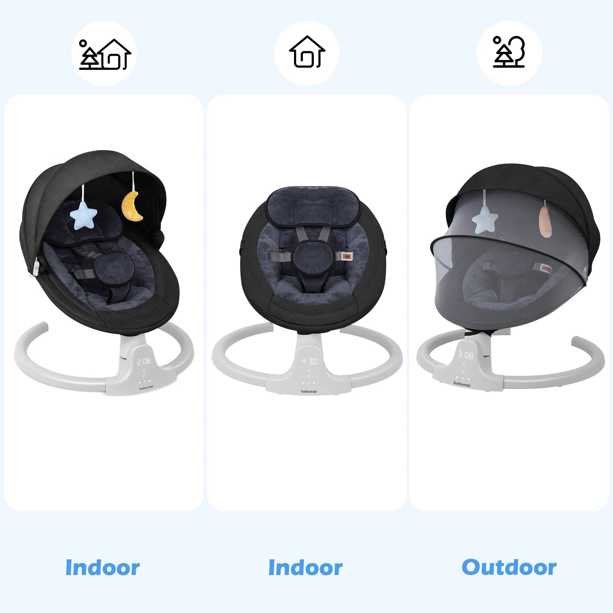Baby Swing for Infants - Motorized Swing with Music Speaker and Remote Control - 10 Lullabies - Black